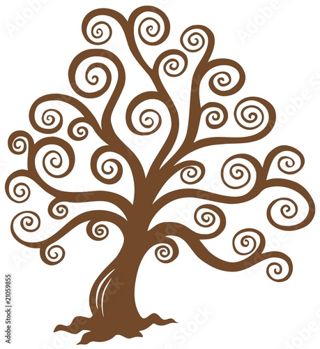tree silhouette pictures. Stylized brown tree silhouette