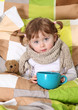 Little girl sitting sick in bed Little girl sitting sick in bed
