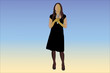 Vector illustration of woman with microphone in her hands