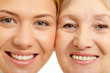 Photo: Close-up of two faces of beautiful woman and mother Close-up of two faces of beautiful woman and mother