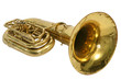 Wind musical instrument tuba on a white background