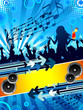Illustration: Party flyer on blue background Party flyer on blue background