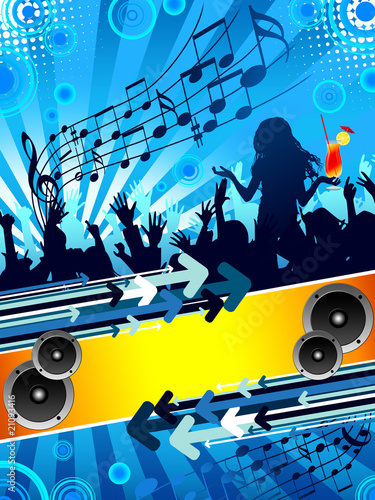 Party flyer on blue background