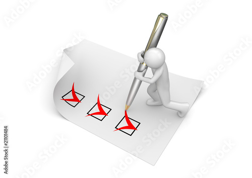 Illustration: Man marking checkboxes Man marking checkboxes