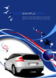Blue business background with car image. Vector illustration Blue business background with car image. Vector illustration