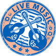 Grunge rubber stamp with guitars