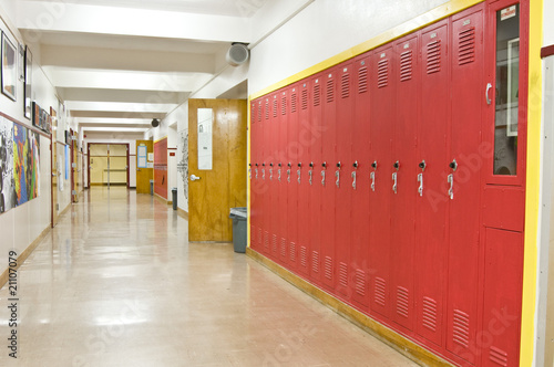 Empty school hallway