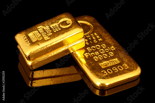 Photo: Goldbarren übereinander Goldbarren übereinander