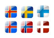 scandinavian countries flags as buttons