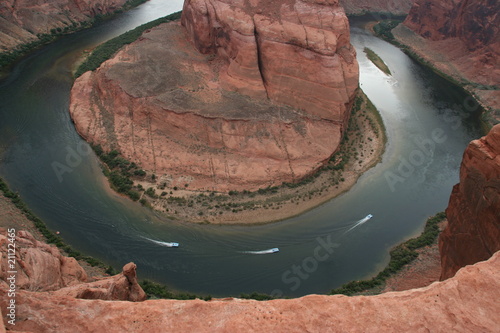 Photo: Boote auf dem Colorrado River am Horseshoe Bend - USA Boote auf dem Colorrado River am Horseshoe Bend - USA