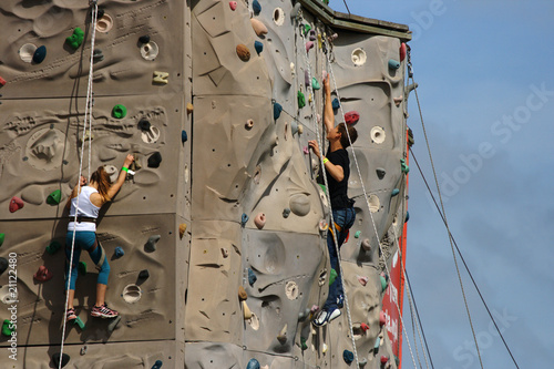 Photo: Climbers on a climbing wall Climbers on a climbing wall
