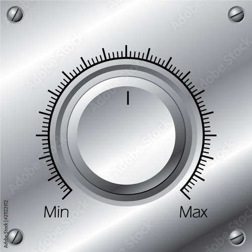 Vector: Volume knob with calibration on steel plate Volume knob with calibration on steel plate