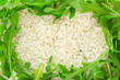 Rice and vegetables background