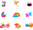 Kids and baby icons and logos