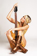 Golden girl with electric guitar