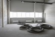 Cable wires in empty room, warehouse