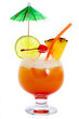 Tropical cocktail Plunter's Punch isolated on white