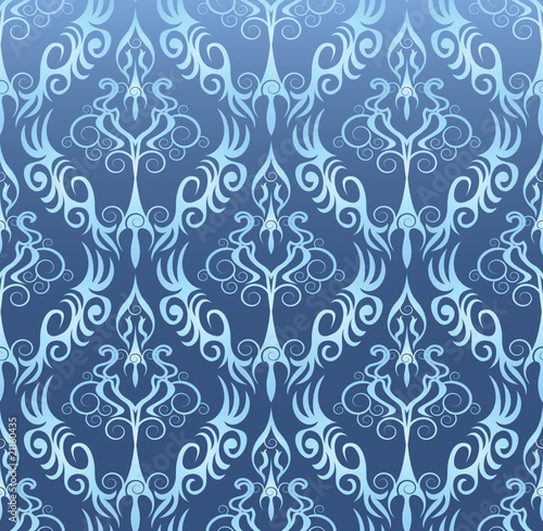 Seamless damask pattern of blue color in the vector Seamless damask pattern of blue color in the vector