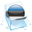 vector estonia button flag frozen in ice cube