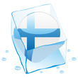 vector finland button flag frozen in ice cube