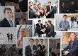 Collection of many business photos with people, collage