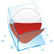vector poland button flag frozen in ice cube