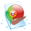 vector portugal button flag frozen in ice cube