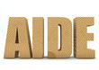 mot AIDE en bois pin 3D