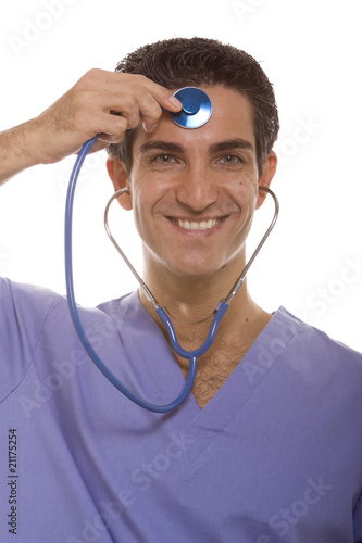 Photo: Doctor examining himself Doctor examining himself