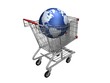 Shopping cart with a globe on a white background