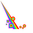 rainbow with round and square elements