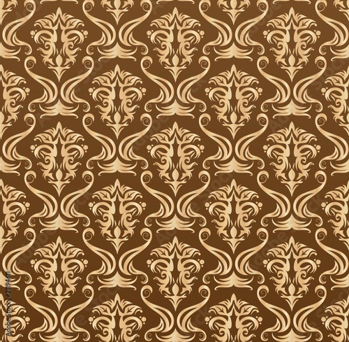 Seamless damask pattern of gold color in the vector Seamless damask pattern of gold color in the vector