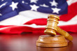 Judges gavel with flag