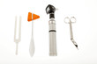 Assorted doctor tools isolated on white.