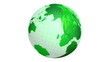 Rotating green planet Earth globe on white background