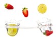 Fruits splashing into Water