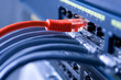 Photo: Ethernet cables are connected to internet switch. Red is leader. Ethernet cables are connected to internet switch. Red is leader.