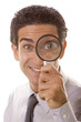 Optometrist with magnifying glass