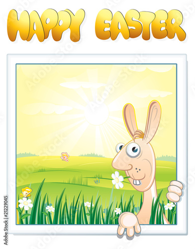clip art easter rabbit. Zoom Not Available: Vector images scale to any size. Easter rabbit on spring meadow, vector clip art
