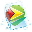 vector illustration of guyana button flag frozen in ice cube