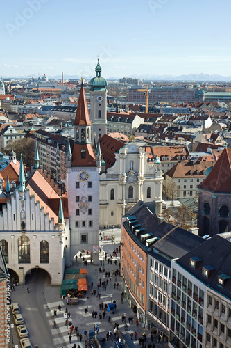 Photo: marienplatz münchen, von oben marienplatz münchen, von oben