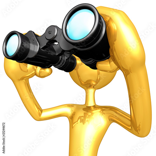 Illustration: Gold Guy Looking Through Binoculars Gold Guy Looking Through Binoculars