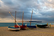 Boats on the beach in Sant Pol in Spain Boats on the beach in Sant Pol in Spain