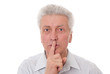 old man gesturing a thumbs up isolated on white