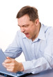 handsome young man working with laptop