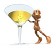 3D toon character with martini glass