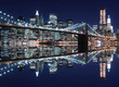 Brooklyn Bridge and Manhattan Skyline At Night, New York City Brooklyn Bridge and Manhattan Skyline At Night, New York City