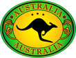 Green yellow label with words Australia, vector illustration
