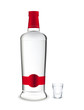 Bottle and jigger of vodka. Vector. Bottle and jigger of vodka. Vector.