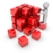 3d man with red blocks 3d man with red blocks